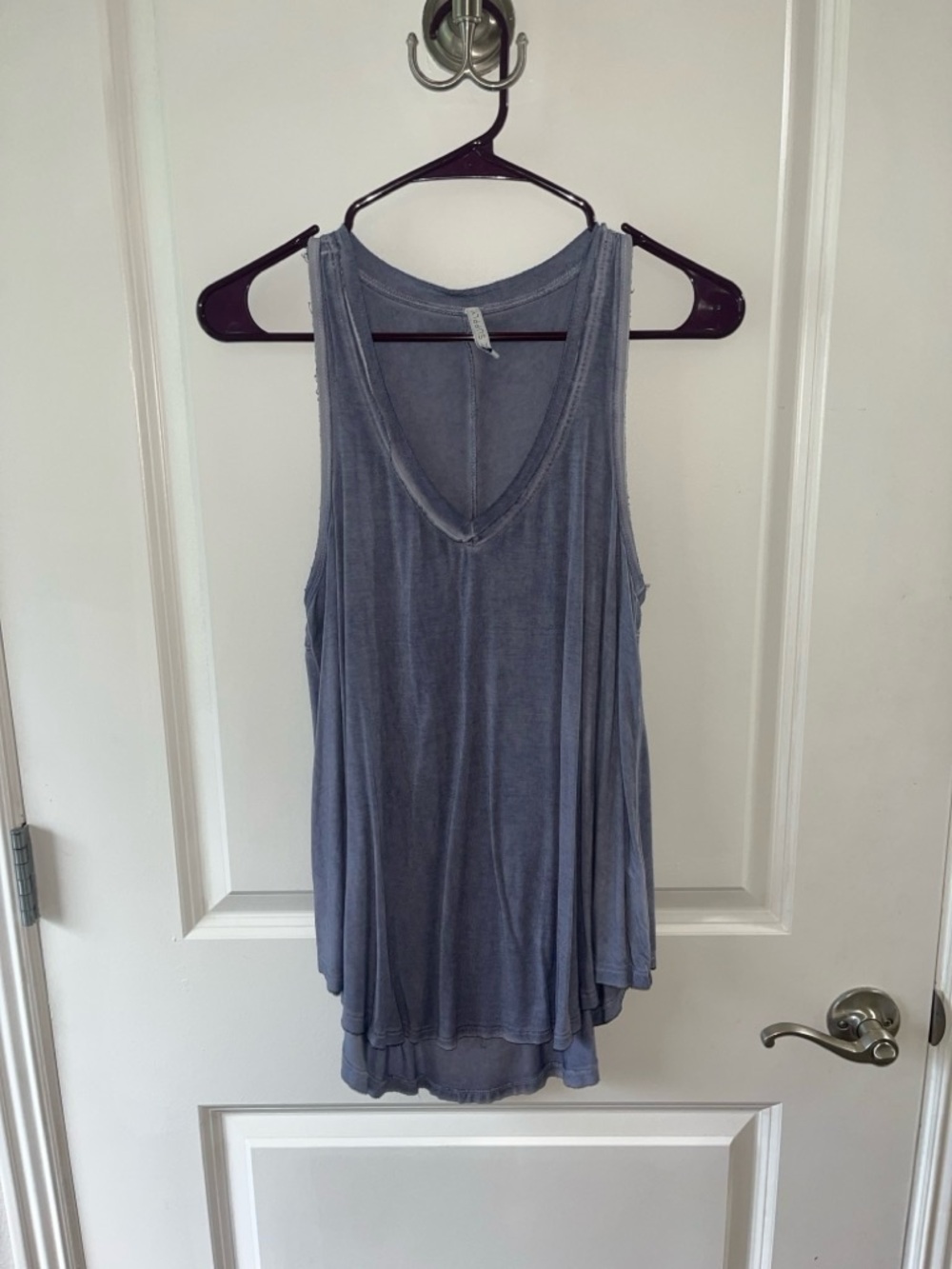 Z Supply Washed Blue V Neck Womens Tank Top
